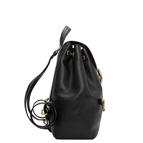 Coach Evie - Mochila de piel de guijarro pulida, color negro