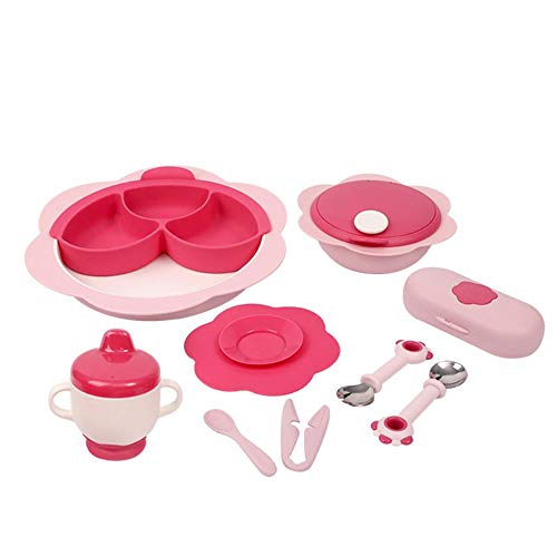Cocina, ollas cazuelas, Fuente de suplementos nutricionales de aislamiento Tazón niño cuenco de cuchara suplementos de comida septiembre mezcladores ventoso de la caída,rosa