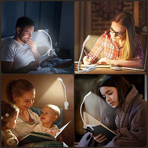 Cocoda Luz Lectura, Lampara Lectura de 360° Flexible con 3 Modos, 7 LED Lampara Pinza Brillo Ajustable con USB Recargable, Sensor Táctil, Luz Nocturna para Leer Libros en la Cama, Kindle