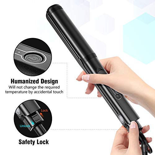 Cocoda Planchas del Pelo & Rizador Pelo 2 en 1, Rizador Pelo Profesional con Placa 3D de Titanio Flotante, Alisador de Calentamiento Instantáneo con 5 Temperaturas Ajustables para Todo Tipo de Cabello