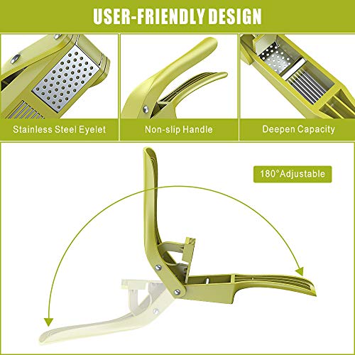 Cocoda Prensa Ajos, Picadora y Rebanadora de Ajo Profesional 2 en 1, Fácil de Usar y Limpiar, Acero Inoxidable, Admite Prensar Jugo de Jengibre, Mango Antideslizante para Restaurante, Cocina Casera