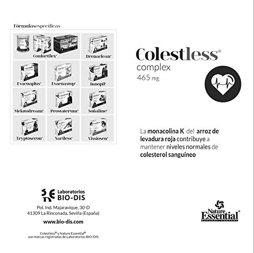 Colestless® complex con levadura roja de arroz, cardo mariano, Q-10, fitoesteroles, vitaminas B-2 y B-6 – 30 Cápsulas vegetales. (Pack 2 unid.)