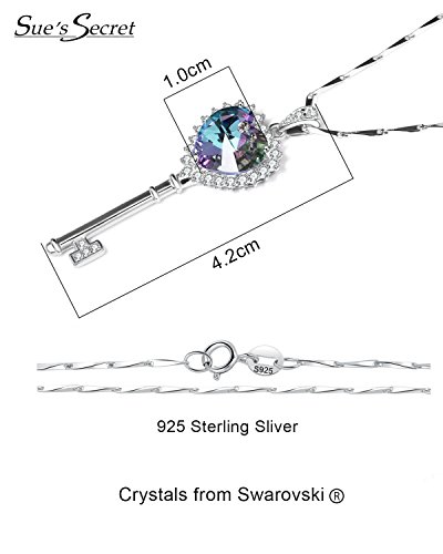 Colgante con cristal de Swarovski «La llave del corazón», elegante e intemporal, ideal como regalo de cumpleaños, aniversario o boda para mujer