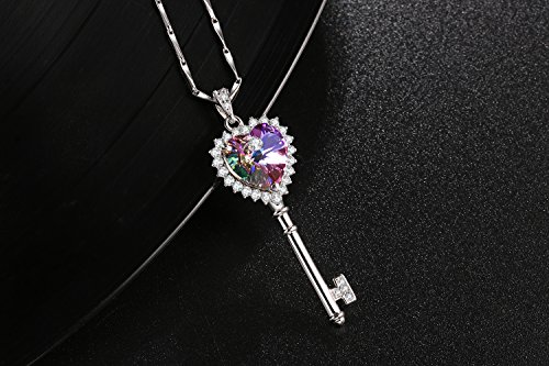 Colgante con cristal de Swarovski «La llave del corazón», elegante e intemporal, ideal como regalo de cumpleaños, aniversario o boda para mujer