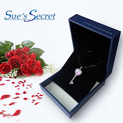 Colgante con cristal de Swarovski «La llave del corazón», elegante e intemporal, ideal como regalo de cumpleaños, aniversario o boda para mujer