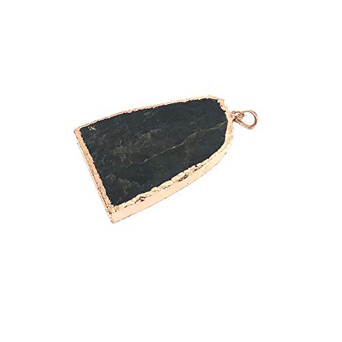 Colgante de labradorita energizada chapado en oro rosa, piedra natural pulida para la protección de la ansiedad y la depresión – Se envía en bolsa de regalo de organza.