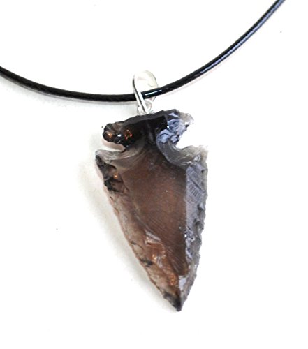 Colgante de obsidiana negra con punta en forma de flecha cargado de energía Reiki con cordón (envuelto para regalo)