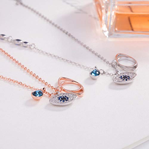 Colgante de Plata de Ley s925, Collar de Ojo de Diablo, joyería de Plata esterlina Femenina, Ambiente de Alta Gama, Oro Blanco