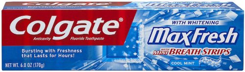 Colgate MaxFresh Cool Mint pasta dental con Mini Breath Strips, 6 oz