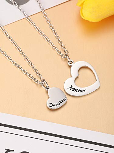 Collar con colgante de corazón para madre e hija a juego para el Día de la Madre, para cumpleaños, accesorios para uso diario, Halloween, Acción de Gracias, Navidad y Año Nuevo.