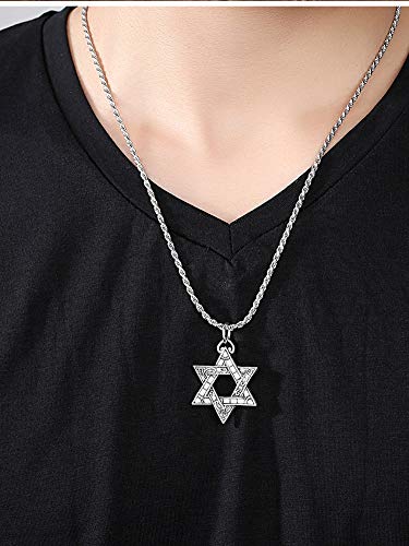 Collar con colgante de plata de ley S925 con seis estrellas, hip-hop retro punk callejero pueden llevar collares colgantes como caja regalo de cumpleaños accesorios