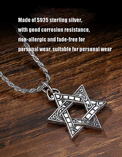 Collar con colgante de plata de ley S925 con seis estrellas, hip-hop retro punk callejero pueden llevar collares colgantes como caja regalo de cumpleaños accesorios