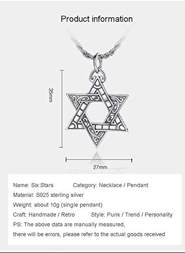 Collar con colgante de plata de ley S925 con seis estrellas, hip-hop retro punk callejero pueden llevar collares colgantes como caja regalo de cumpleaños accesorios