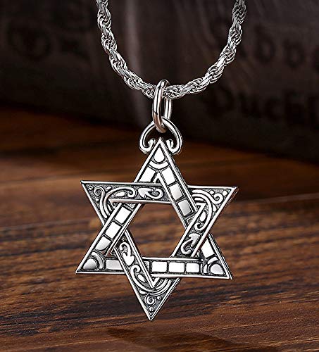 Collar con colgante de plata de ley S925 con seis estrellas, hip-hop retro punk callejero pueden llevar collares colgantes como caja regalo de cumpleaños accesorios