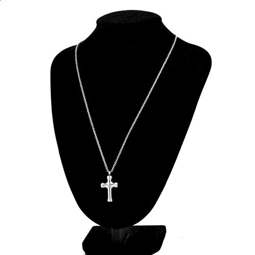 Collar de acero inoxidable con colgante de cruz con perfume japonés y coreano.