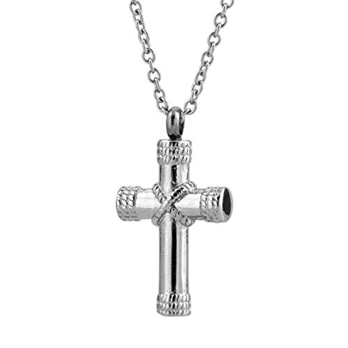 Collar de acero inoxidable con colgante de cruz con perfume japonés y coreano.