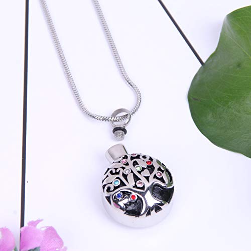 Collar de urna conmemorativa para cenizas de árbol de la vida, collar de urna para cenizas para cenizas de mascotas, kit de relleno para mujeres y hombres
