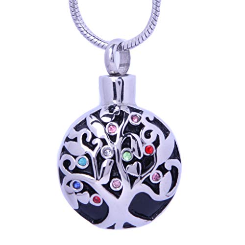 Collar de urna conmemorativa para cenizas de árbol de la vida, collar de urna para cenizas para cenizas de mascotas, kit de relleno para mujeres y hombres