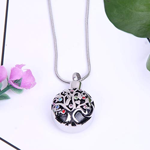 Collar de urna conmemorativa para cenizas de árbol de la vida, collar de urna para cenizas para cenizas de mascotas, kit de relleno para mujeres y hombres