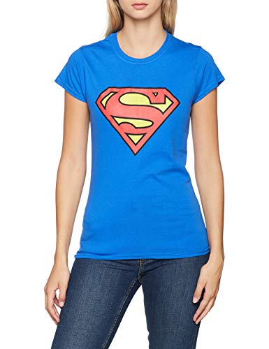 Collectors Mine - Camiseta de Superman con cuello redondo de manga corta para mujer, color azul, talla XL