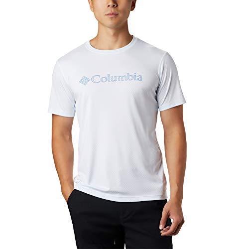Columbia Zero Rules Camisa Técnica De Manga Corta con Estampado, Hombre, Blanco (White CSC Topo Lines), S