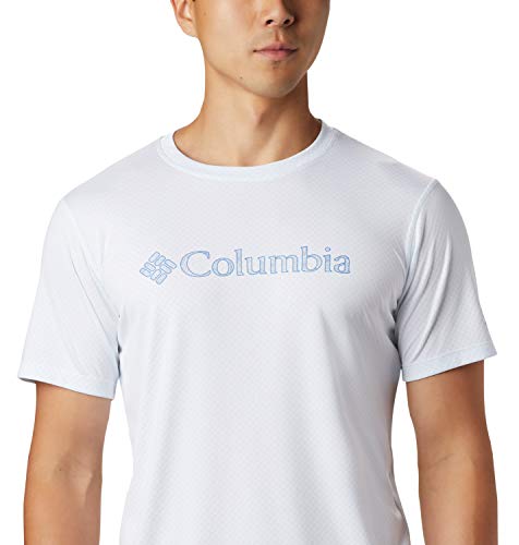 Columbia Zero Rules Camisa Técnica De Manga Corta con Estampado, Hombre, Blanco (White CSC Topo Lines), S