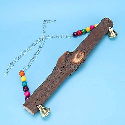 Columpio de pollo, columpios colgantes de pollo Juguetes Juguetes para morder bloques de madera Columpio de pollo con campana para loros medianos y grandes Cacatúa, gris africano, guacamayos (# 1)