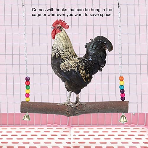 Columpio de pollo, columpios colgantes de pollo Juguetes Juguetes para morder bloques de madera Columpio de pollo con campana para loros medianos y grandes Cacatúa, gris africano, guacamayos (# 1)