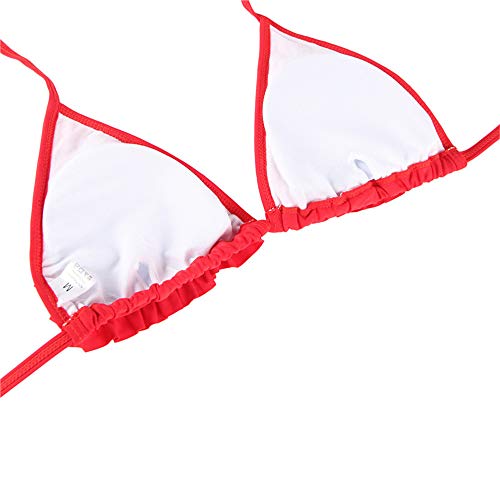 comeondear Mujer Conjunto de Bikini Push Up Brasileño Sujetador Triángulo con Volantes y Tanga de Hilo Traje de Baño Bikini Sexy para Playa