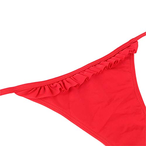 comeondear Mujer Conjunto de Bikini Push Up Brasileño Sujetador Triángulo con Volantes y Tanga de Hilo Traje de Baño Bikini Sexy para Playa