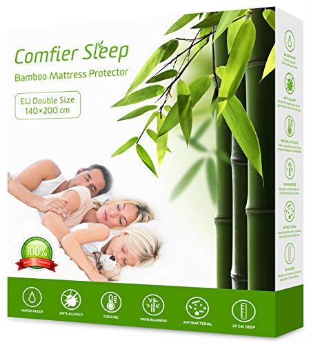 Comfier Sleep Protector de Colchón Impermeable 140 x 200 cm - Cubre Colchón Transpirable e Fresca , Funda de colchón de bambú, Hipoalergénico, Anti-Ácaros
