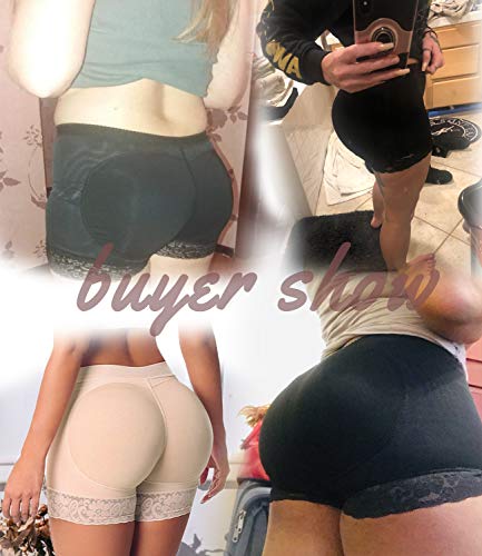 COMFREE Braguitas Moldeadoras Levanta Gluteos Ropa Interior Sin Costuras Lencería Reductora Bragas Control con Almohadillas Ajustable Calzoncillos Elástico Shapewear para Mujer Negro Beige S