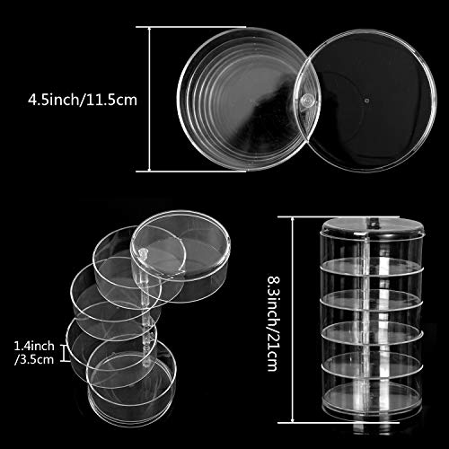 Comius Sharp Caja Joyero Organizador Rotación de 360° con Tapa Almacenamiento, Caja Joyero Organizador de Almacenamiento de Joyas 4 Niveles, para Anillos, Pendientes Pulseras y Collares (Transparente)