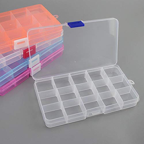 Compartimiento de plástico caja, desmontable plástico diamante bordado caja en Estable para perlas Nail Art joyas organizador con etiquetas Storage Case para TRINKETS Caramelos Diamante, Dire-wolves, S-8-grid