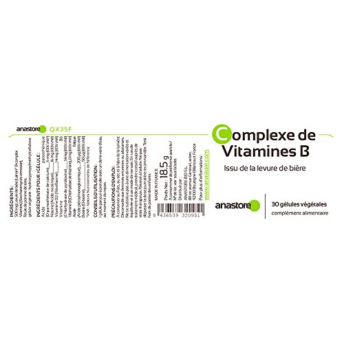 COMPLEJO DE VITAMINAS B * 500 mg / 30 cápsulas * cansancio, estrés, carencia de vitaminas B * Garantía de satisfacción o reembolso * Fabricado en Francia