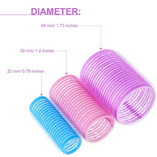 Conjunto de 60 Rulos y Clips de Pelo 36 Rulos de Auto Agarre y 24 Clips de Pelo de Diente Herramientas de Rizador de Peinado Clásico para Mujeres, Hombres y Niños (44 mm, 30 mm, 20 mm)