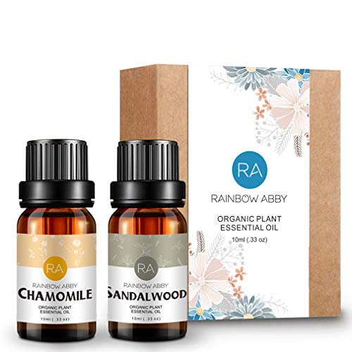 Conjunto de aceites esenciales de sándalo y manzanilla Aromaterapia Aceites orgánicos 100% puros para difusor, masaje, piel- 2 x 10 ml