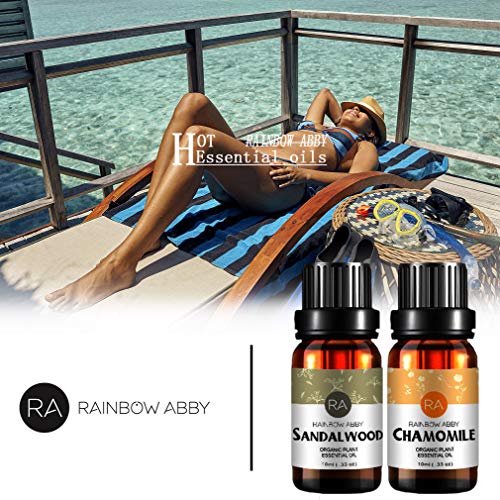Conjunto de aceites esenciales de sándalo y manzanilla Aromaterapia Aceites orgánicos 100% puros para difusor, masaje, piel- 2 x 10 ml
