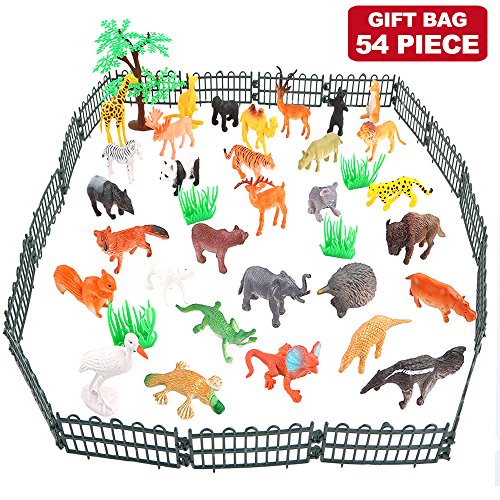 Conjunto de Juguetes Animales de Mini Selva de 54 Piezas,Favoritos de Fiesta de Animales de Mundo Zoológico para Chicos, Conjunto de Juguetes de Animales de Granja Pequeños de Bosque para los Niños