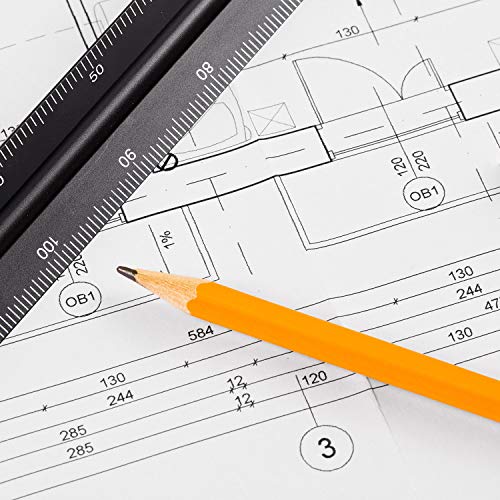 Conjunto de Regla Arquitecta Triangular de Aluminio de 6 Piezas, 2 Piezas de Regla de Aluminio de 12 Pulgadas con 4 Piezas de Regla Triangular Cuadrado de Alumino