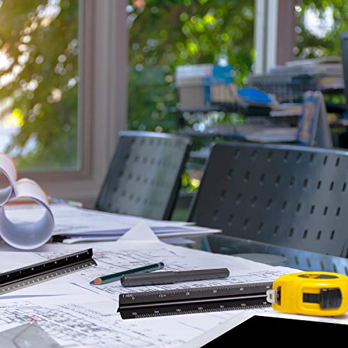 Conjunto de Regla Arquitecta Triangular de Aluminio de 6 Piezas, 2 Piezas de Regla de Aluminio de 12 Pulgadas con 4 Piezas de Regla Triangular Cuadrado de Alumino