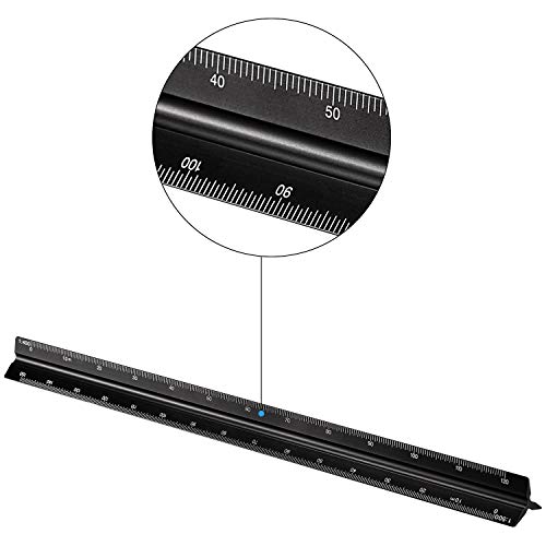 Conjunto de Regla Arquitecta Triangular de Aluminio de 6 Piezas, 2 Piezas de Regla de Aluminio de 12 Pulgadas con 4 Piezas de Regla Triangular Cuadrado de Alumino