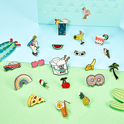 Conjuntos de 20 Piezas Pin de Solapa de Esmalte Lindo Alfiler Broche de Dibujos Animados Alfiler Broche Insignias para Bricolaje Manualidades Accesorios de Trajes Bolsas Chaquetas (Estilo Conjunto 1)