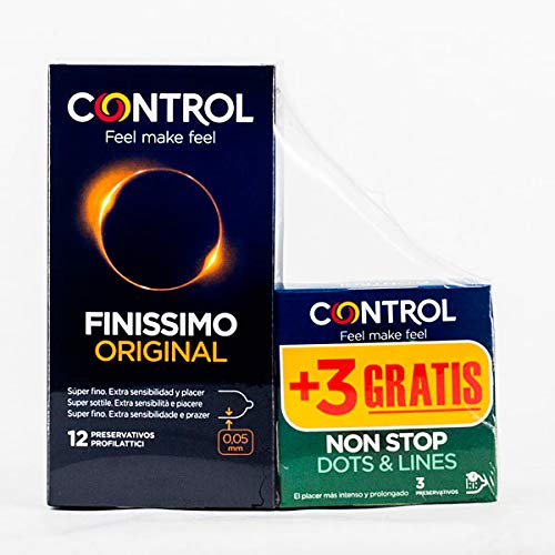 Control Finissimo Preservativos, 12Ud+REGALO Non Stop, 3Uds