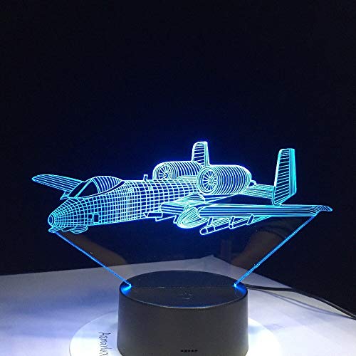 Control remoto Avión de aire Luz 3D Lámpara de mesa LED Ilusión Luz nocturna 7 colores que cambian la lámpara de humor Lámpara USB con batería 3AA