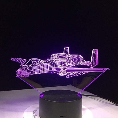 Control remoto Avión de aire Luz 3D Lámpara de mesa LED Ilusión Luz nocturna 7 colores que cambian la lámpara de humor Lámpara USB con batería 3AA