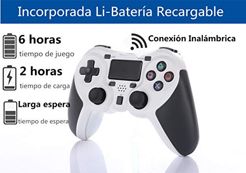 COOLEAD Mando para Playstation4, Controlador Inalámbrico Bluetooth para Playstation4 Doble Choque 4 con Panel Táctil Vibración Dual Compatible con PlayStation4 y PC(Blanco)