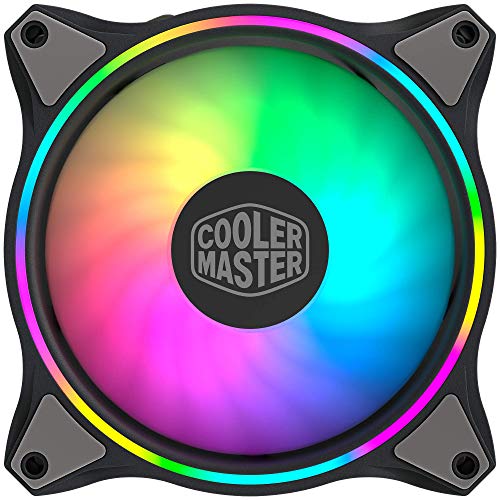 Cooler Master MasterFan MF120 Halo Duo-Ring Addresable RGB Lighting 120 mm Fan, Almohadillas de Goma absorbentes, 4 Pines 12 V PWM Static Pressure for Computer Case & Liquid (MF120 Halo)
