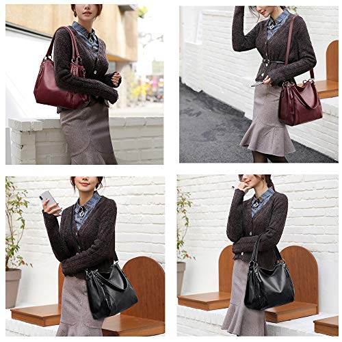 Coolives Bolso de mano con Bandolera para Mujer Hobo Bolso de Hombro Negro