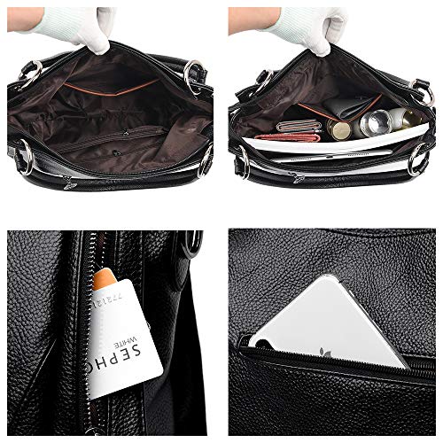 Coolives Bolso de mano con Bandolera para Mujer Hobo Bolso de Hombro Negro